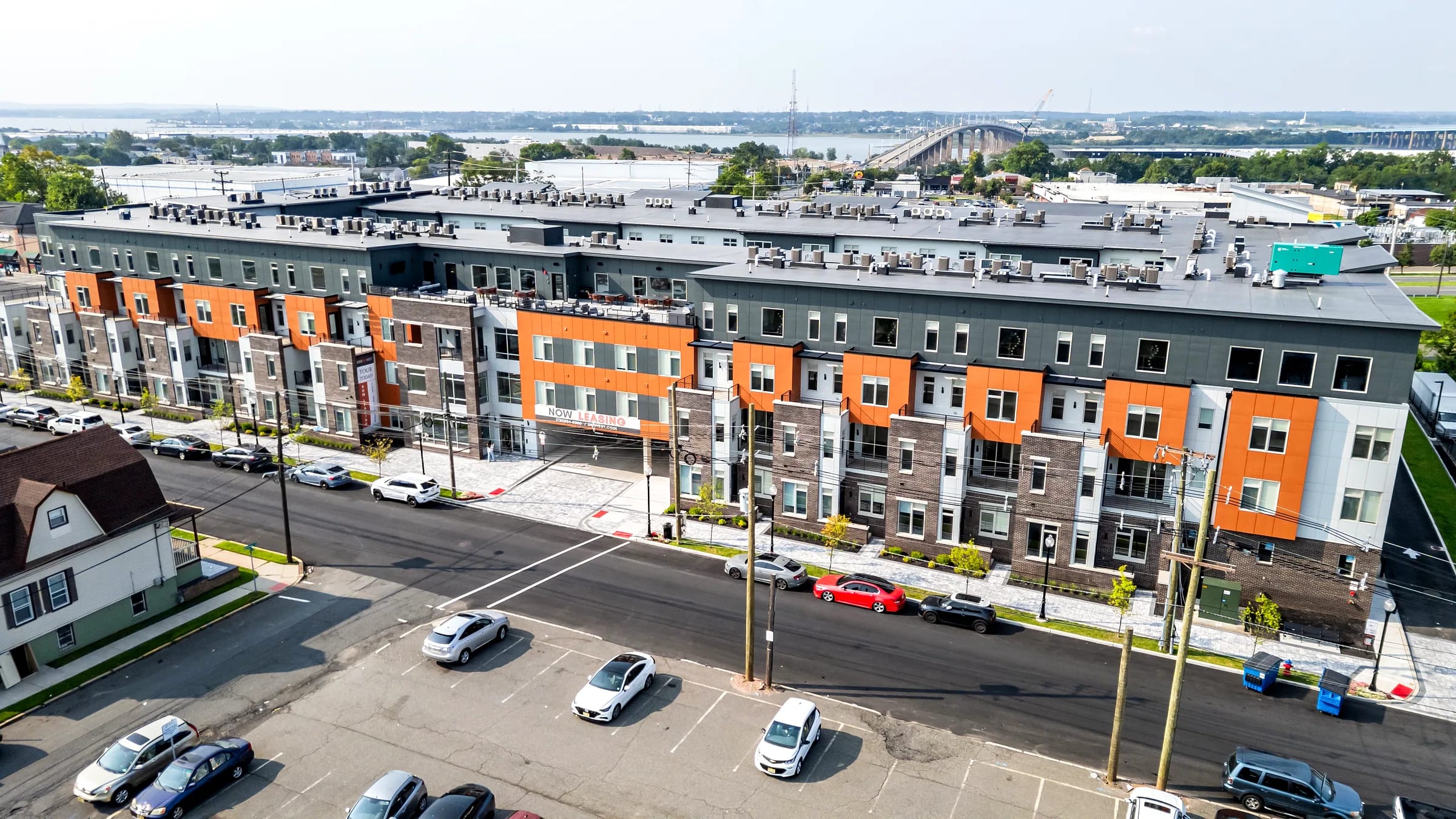 Aerial view of the Five85West block along Sayre Avenue in Perth Amboy