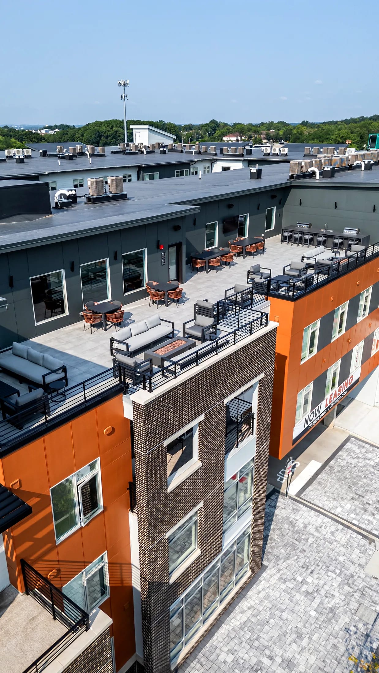 Five85West facade against the sky with the terrace edge